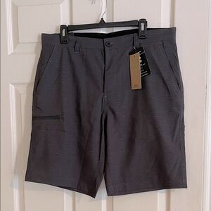 Puli Men's Golf Dress Gray Flat Front Hybrid Chino Casual Shorts Sz 34 NWT